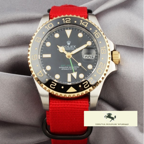 HK1052 ROLEX OYSTER PERPETUAL GMT MASTER 2 KIRMIZI NATO BAND